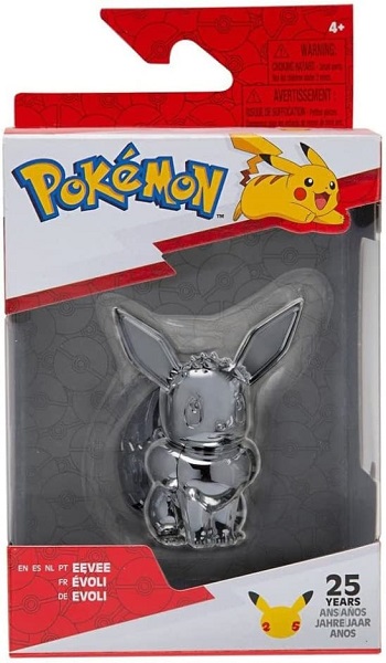 Pokemon - Eevee (25th Anniversary Silver) Figure 7.5cm *Top Kvalitet*