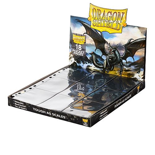 Dragon Shield 18-Pocket Pages: Classic (Mappelommer til Ringbind/11 Huller) Side-Loading Black (Sort) (50)