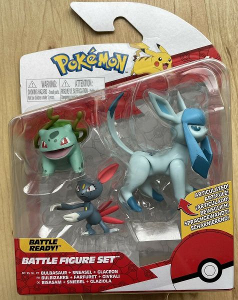 Pokémon Battle Mini Figures 3-Pack - Bulbasaur, Sneasel & Glaceon - 5-8cm