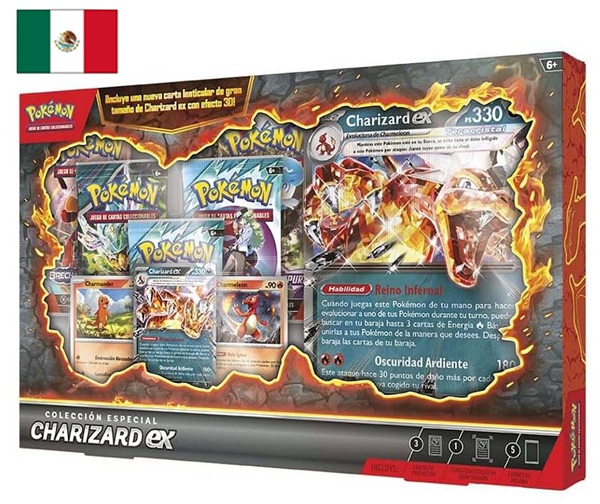 Pokemon ex Box <b>LATINAMERIKANSK SPANSK/LATAM SPANISH</b>: Charizard ex Special Collection (2025) (5 Boosters)