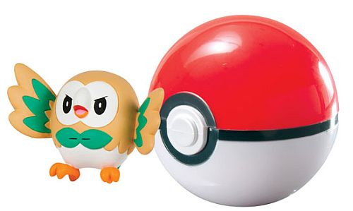 Pokemon - Clip 'n' Carry Rowlet + Poke Ball Pokemon Figur (Pokeball)