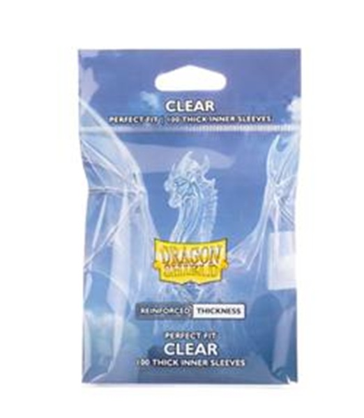 Dragon Shield Deck Protectors - Perfect Fit Thick Inner Sleeves: Clear (Til Standard/63x88mm kort) - 100 lommer - Dragonshield - Sleeves #AT-13004