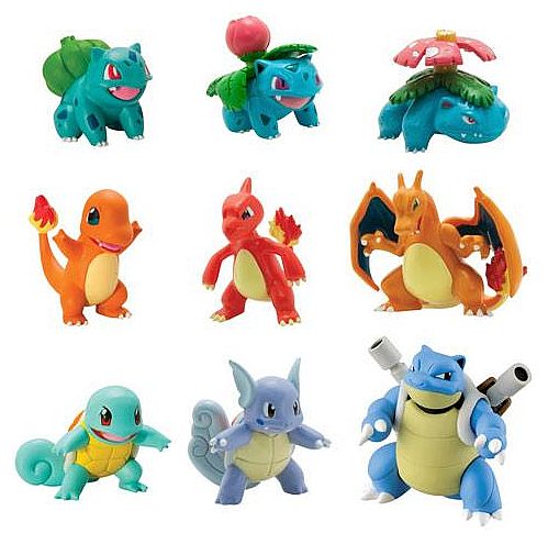 Pokemon - 1st Generation Starters Evolutions - Figures 9-Pack
