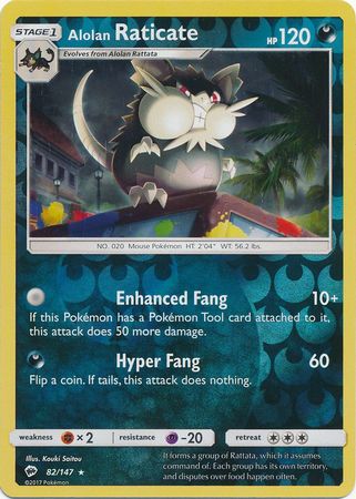 Alolan Raticate (Pokemon Sun & Moon Burning Shadows) - Reverse Holo