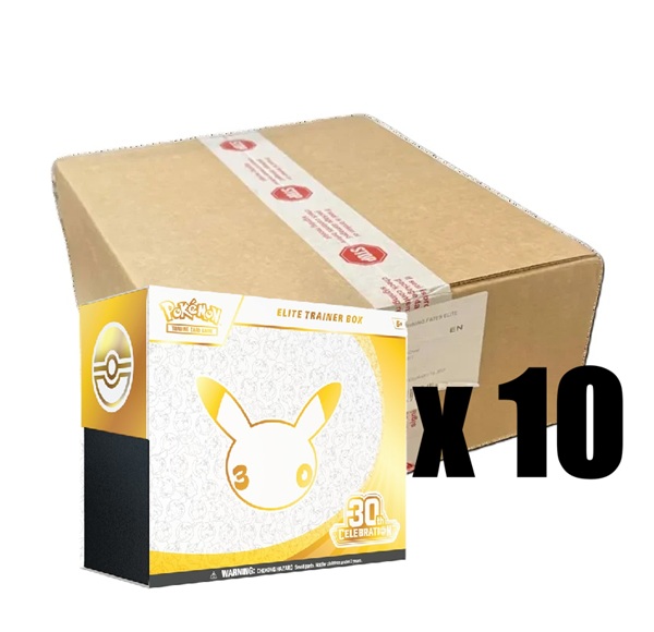 Pokemon Mega Evolution: 30th Celebration - Elite Trainer Box Case - 10 x Elite Trainer Boxes (Nidorina) - Bokse med 9 Boosters, Promokort & Tilbehør