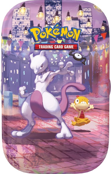 Pokemon Tin Kasse - 2026 Fall Mega Evolution: 30th Celebration Mini Tin: Mewtwo & Scraggy (Night) (2 Boosters)