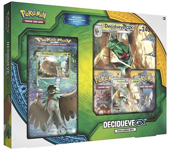 Pokemon Sun & Moon: Base Set - Challenge Box: Decidueye GX - Forest Shadow Theme Deck, Decidueye GX Promo, 2 Boosters og mere!