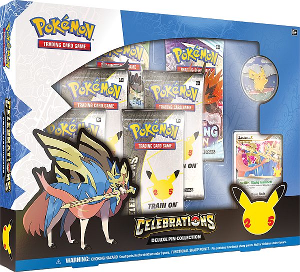 Pokemon Celebrations (25th Anniversary) - Zacian LV.X Deluxe Pin Collection (6 Boosters)