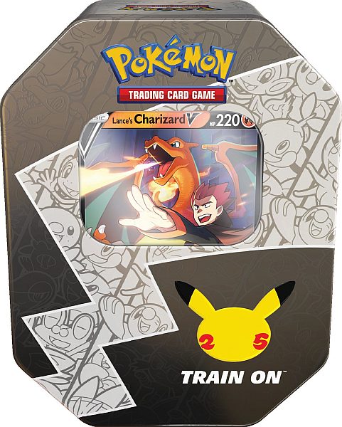 Pokemon Tin Kasse - 2021 Fall Celebrations (25th Anniversary): Lance's Charizard V - Standard Collector's Tin Box