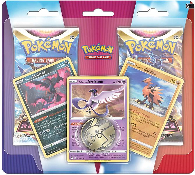 Pokemon Enhanced 2-Pack Blister Pack (Galarian Birds) - 3 x Promo, 2 Booster Pakker & Pokemon Mønt