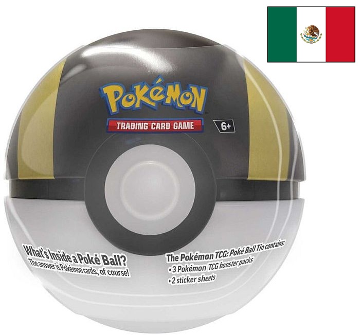 Pokemon Tin Kasse <b>LATINAMERIKANSK SPANSK/LATAM SPANISH</b> - Poke Ball (Pokeball) Tin: Ultra Ball (2025) (3 Boosters + Stickers)