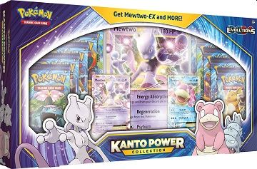Pokemon Box: Kanto Powers Collection - Mewtwo-EX & Slowbro-EX - 10 Evolutions Boosters, 2 Promos & Oversize-kort