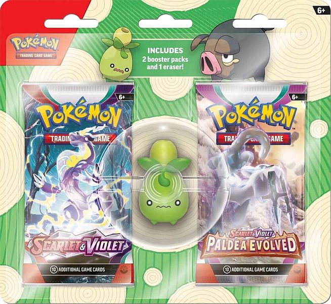 Pokemon Blister Pack - Back to School 2023 Eraser Blister Pack: Smoliv - 2 Booster Pakker + Viskelæder