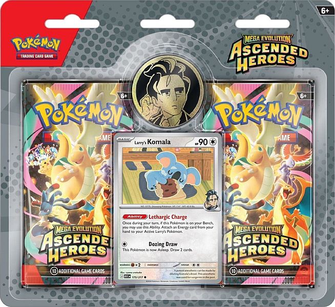 Pokemon Blister Pack - Mega Evolution: Ascended Heroes - 2-Pack Blister Collection: Larry's Komala (2 Boosters)