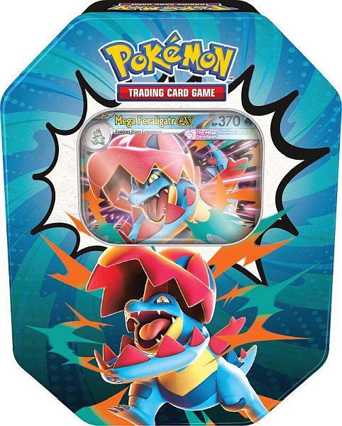 Pokemon Tin Kasse - 2026 Summer: Mega Feraligatr ex - Mega Evolution: Ascended Heroes Collector's Tin Box (4 Boosters)