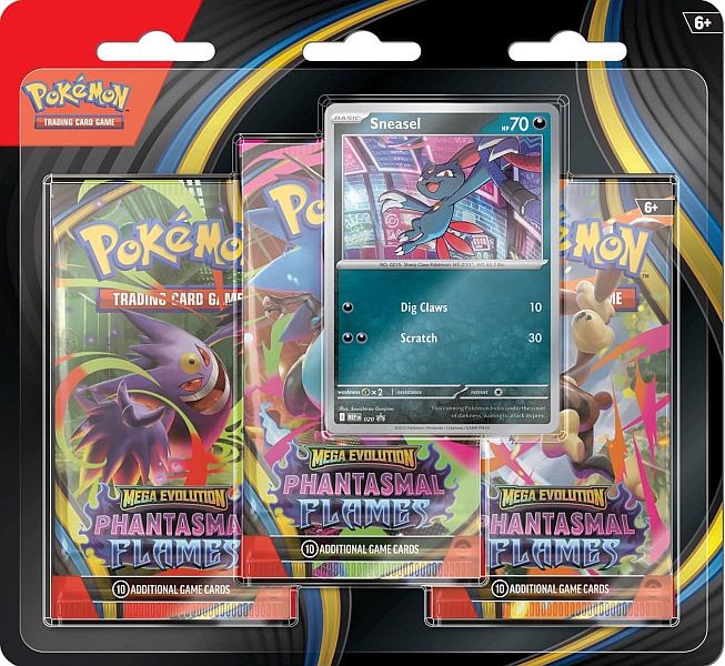 Pokemon Blister Pack - 3-Pack: 3 Mega Evolution: Phantasmal Flames Booster Pakker + Sneasel Black Star Promo
