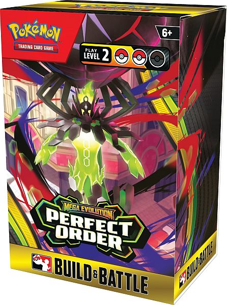 Pokemon Mega Evolution: Perfect Order - Build & Battle Kit (Prerelease Box) - Promokort, 4 Boosters og mere!