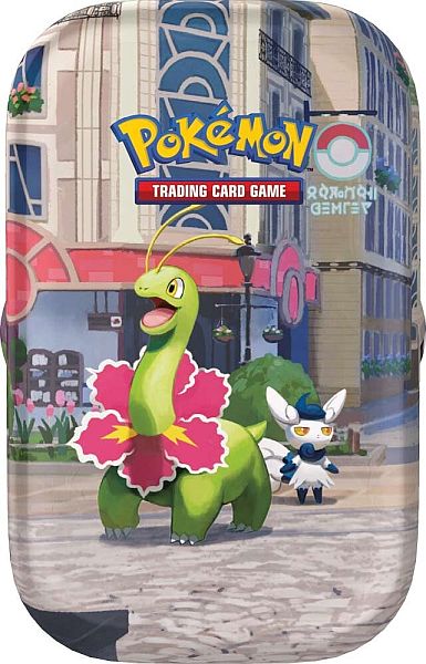 Pokemon Tin Kasse - 2026 Summer Lumiose City Mini Tin: Meganium (2 Boosters & Klistermærker)
