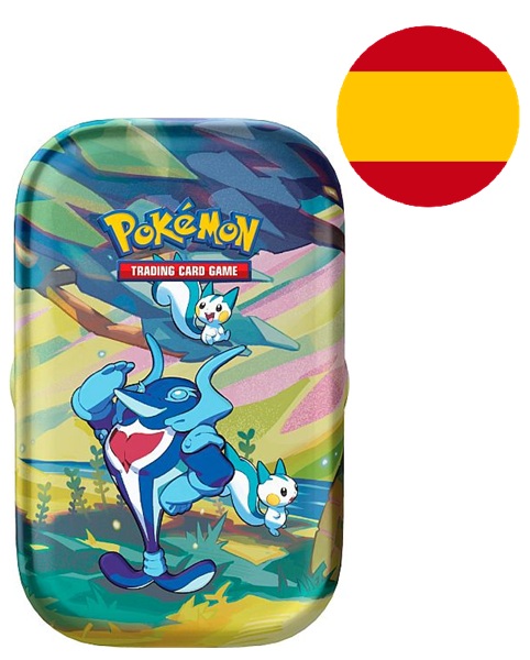 Pokemon Tin Kasse <b>SPANSK/SPANISH</b> - 2024 Summer Vibrant Paldea Mini Tin: Palafin & Pachirisu (2 Boosters & Klistermærker)