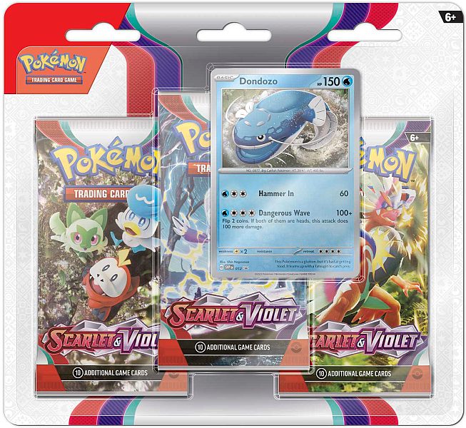 Pokemon Blister Pack - 3-Pack: 3 Scarlet & Violet: Base Set Booster Pakker + Dondozo Black Star Promo