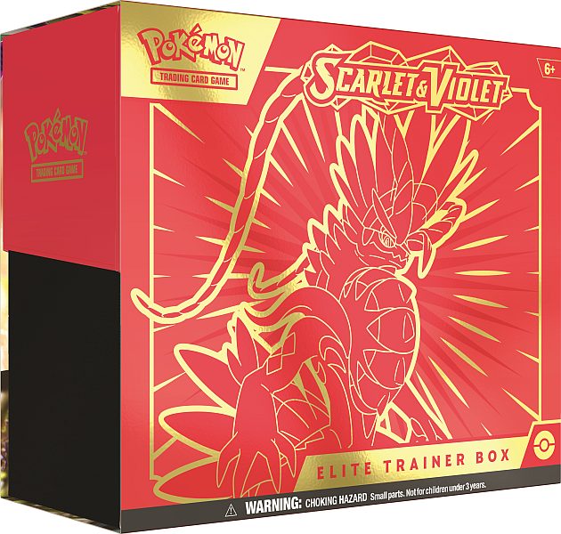 Pokemon Scarlet & Violet: Base Set Elite Trainer Box: Koraidon (Scarlet) - Boks med 9 Boosters, Promokort & Tilbehør
