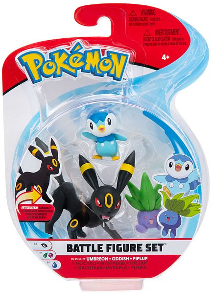 Pokémon: Battle Feature Action Figures - Umbreon, Oddish, & Piplup - 5-8cm