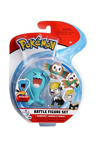 Pokémon: Battle Mini Figures - Wave 1: Rowlet, Jangmo-o & Wobbuffet - 3-Pack 5-7cm