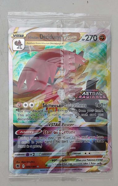 Hisuian Decidueye VSTAR (Sword & Shield: Astral Radiance) (Pokemon Stamped Promos) - Sealed Oversized Promo