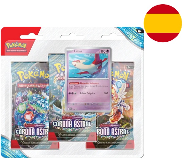 Pokemon Blister Pack <b>SPANSK/SPANISH</b> - 3-Pack: 3 Scarlet & Violet: Stellar Crown Booster Pakker + Latias Black Star Promo