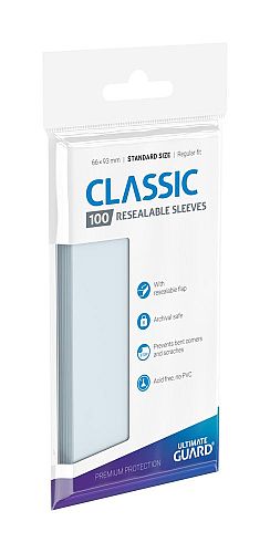 Ultimate Guard Classic Sleeves (Lommer) Resealable Standard Size Transparent (Gennemsigtige) (100)